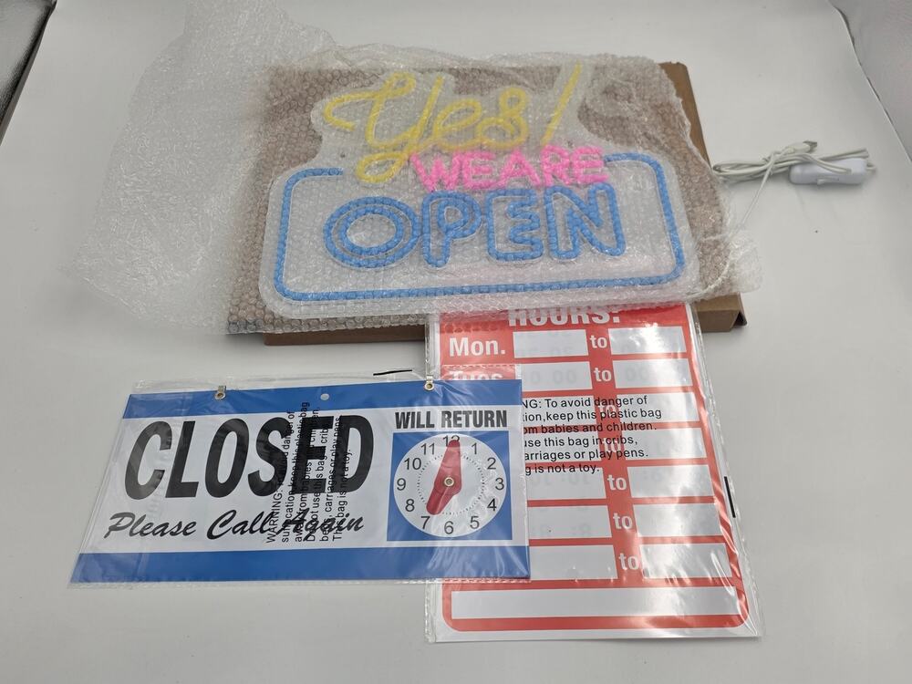 Yes We Are Open LED Neon Sign 14x12 Business Window USB Light